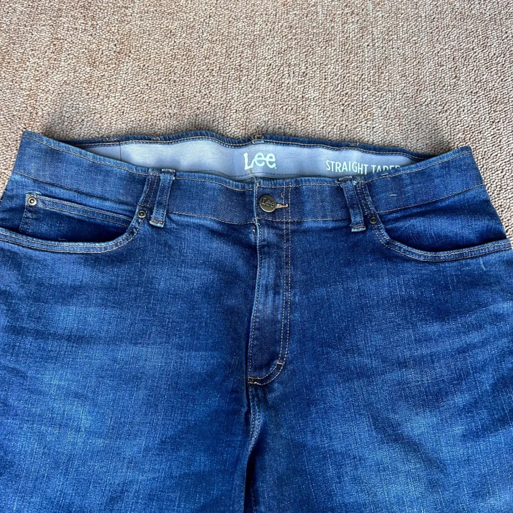 Lee Mens Straight Taper Dark Wash Stretch Denim Jeans 40x30 comfort